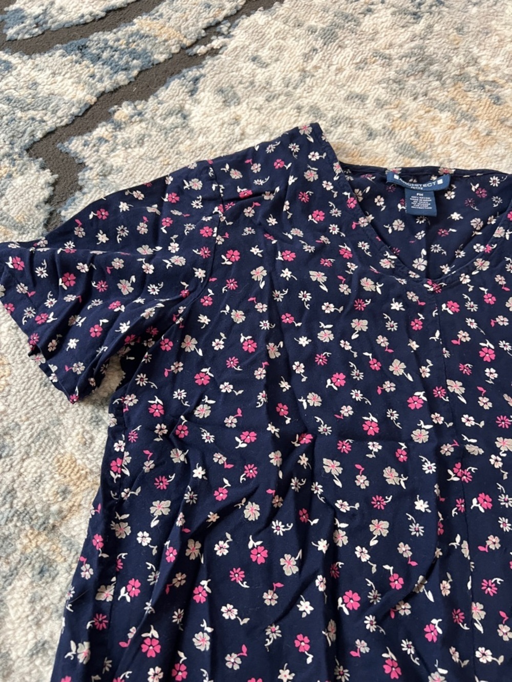 Architect Petite Medium Navy Floral Tie-Waist Shirt - Picture 4 of 5